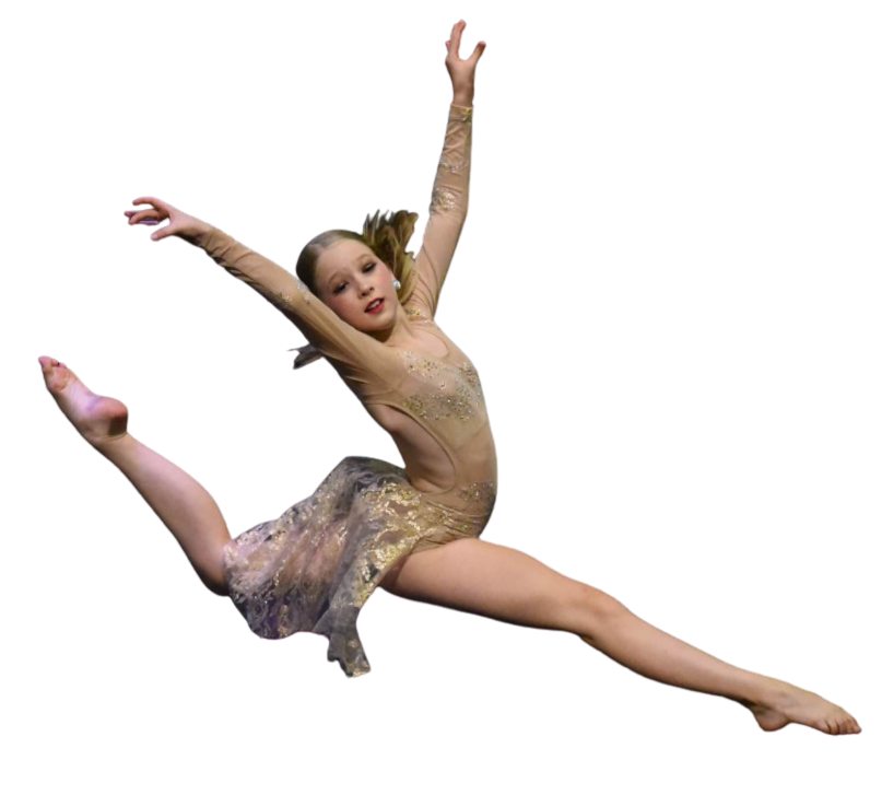A young dancer leaps across the screen